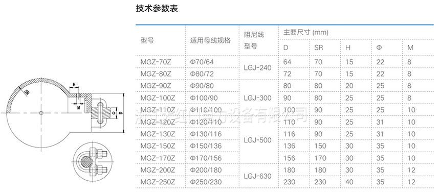 MGZ-Z阻尼型管母线终端球