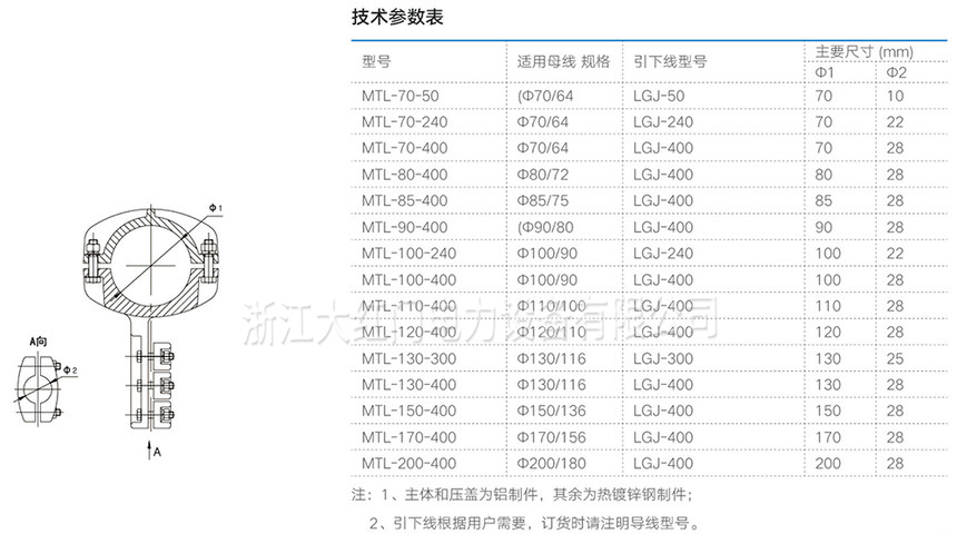 MTL型管母线螺栓型“T”型线夹（等同型号：MGTT引线线夹）