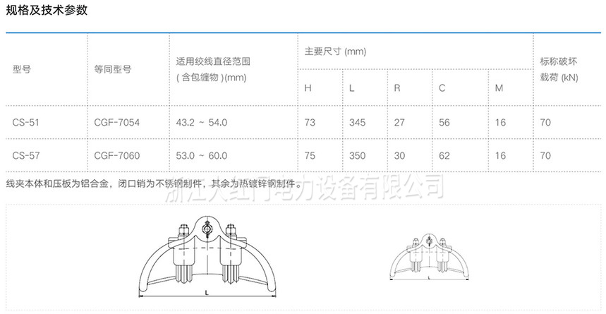 悬垂线夹（变电用）