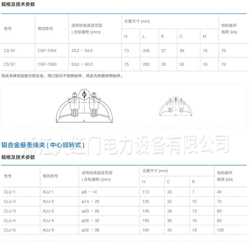 铝合金悬垂线夹