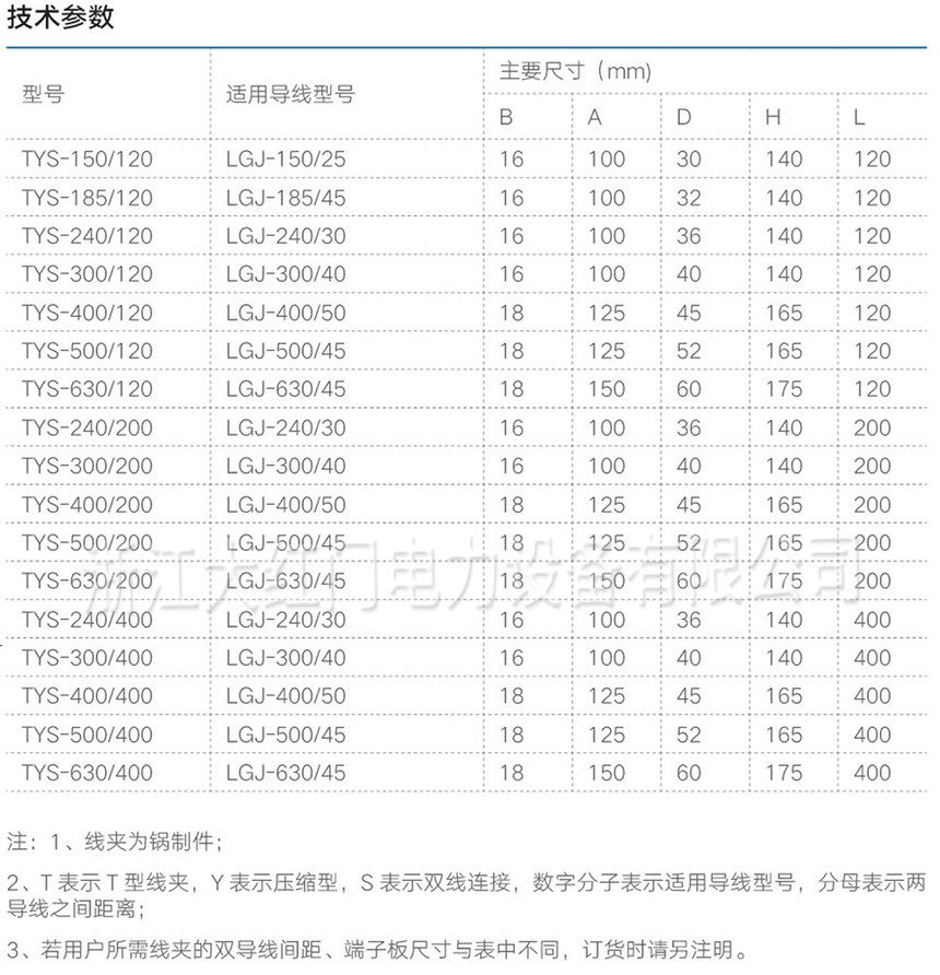 TYS系列双导线压缩型T型线夹