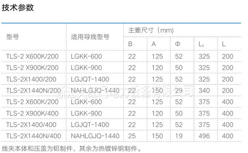 TLS-2系列双导线螺栓型T型夹（原型号为TL-2)