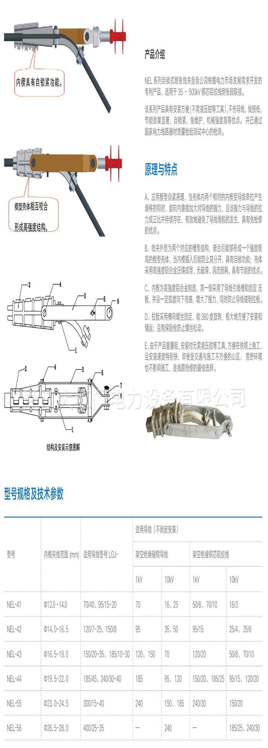 NEL型自锁式耐张线夹